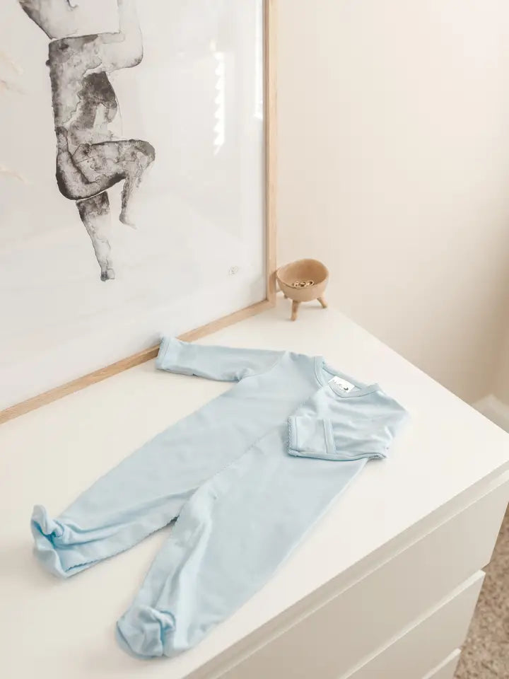 Premium Pima Cotton Baby Footie - Baby Blue