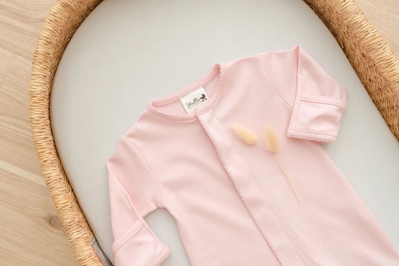 Premium Pima Cotton Baby Footie - Baby Pink