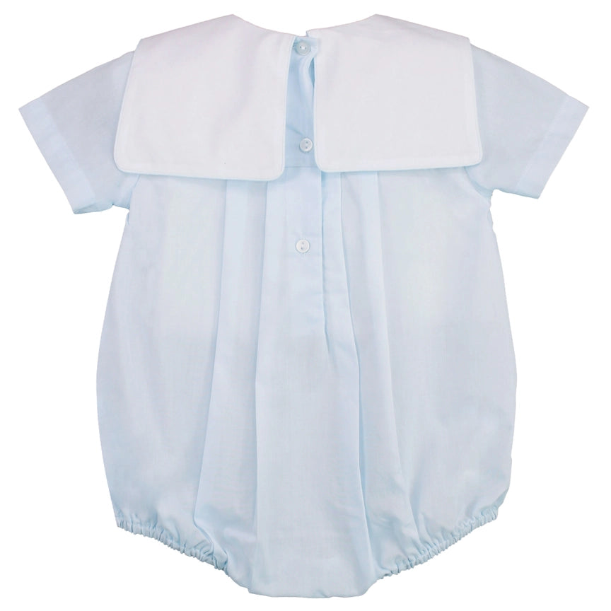 Blue Bubble Train Embroidery w/Bonnet