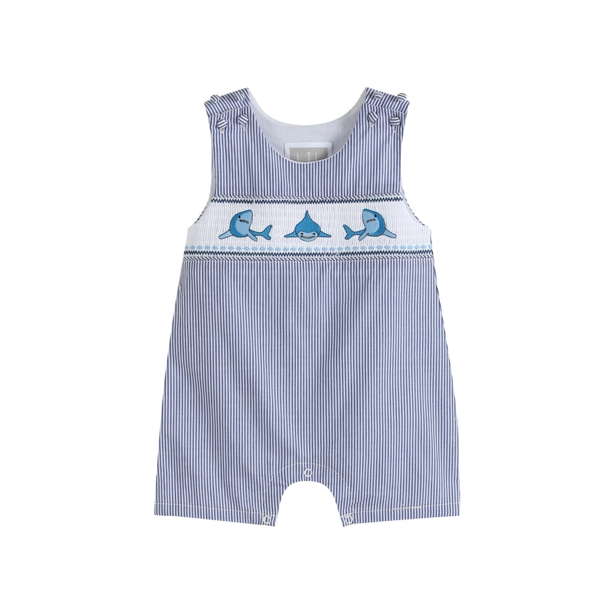 Navy Striped Smocked Shark Jon Jons