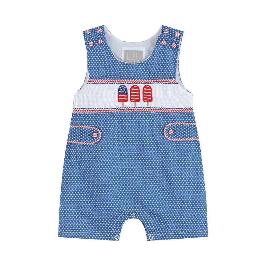 Blue and White Smocked USA Popsicle Jon Jons