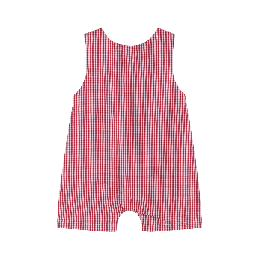 Red Gingham Smocked Baseball Jon Jons