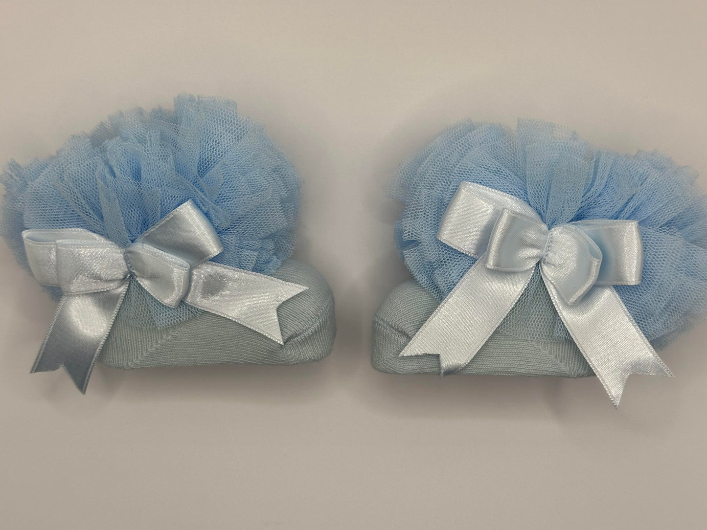 Puffy Ruffle Socks with Bow - Blue