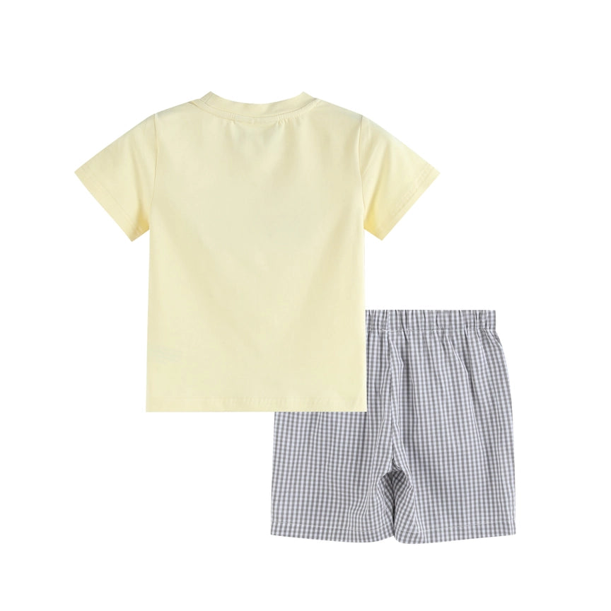 Smocked Green Tractor Set