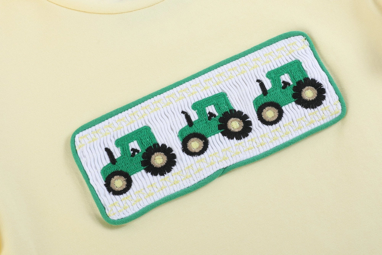 Smocked Green Tractor Set