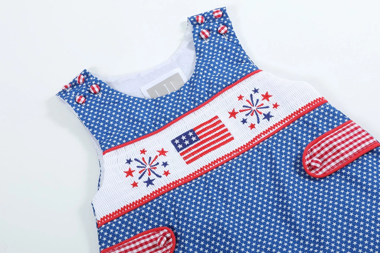 USA Flag and Fireworks Smocked Jon Jons