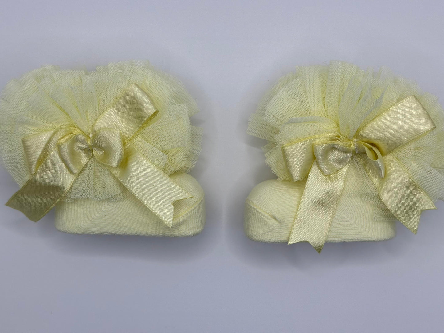 Puffy Ruffle Socks with Bow - Yellow