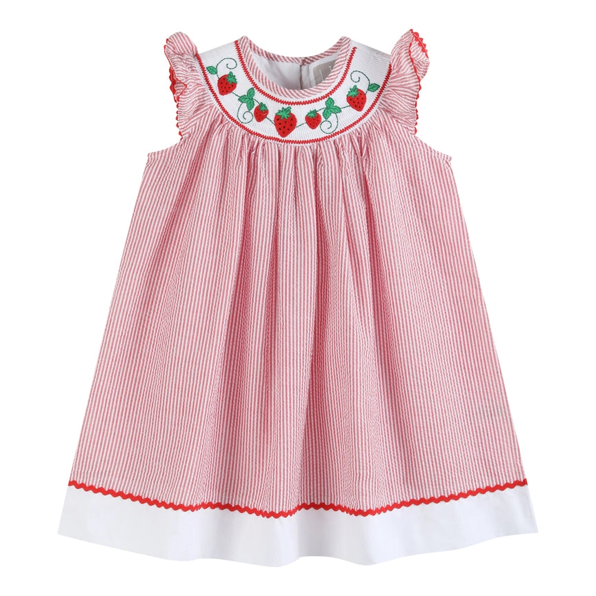 Red Smocked Strawberry Dress